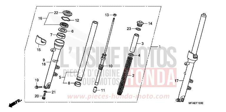 FRONT FORK for CBF1000 ABS PEARL SIENA RED (R320) from 2010